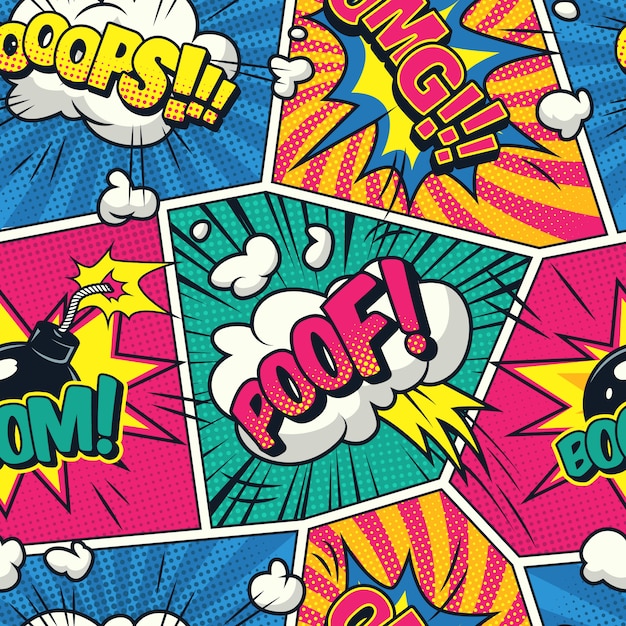 Free Vector | Comic colorful seamless pattern