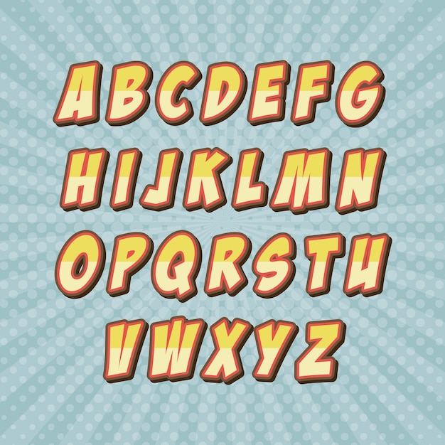Premium Vector | Comic font alphabet pop art