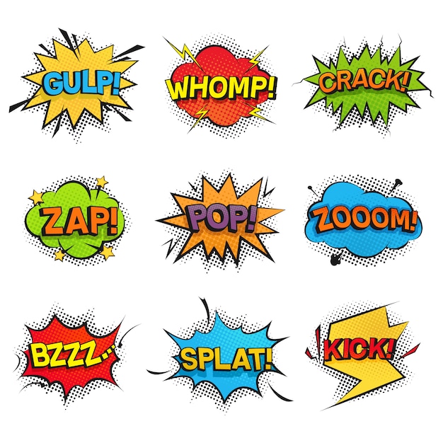 Premium Vector | Comic funny speech bubbles collection. set of sound ...