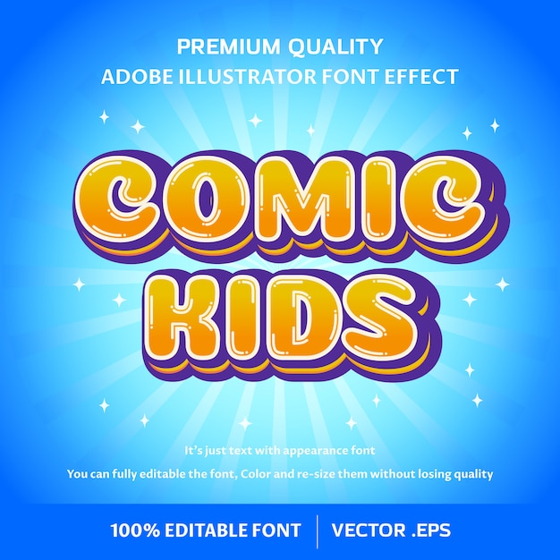 Premium Vector | Comic kids editable font effect