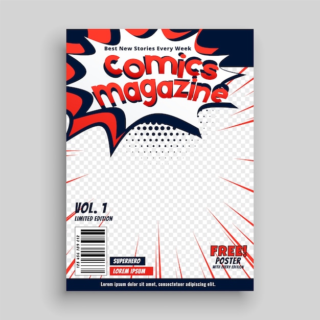 Free Vector | Comic magazine cover page template design