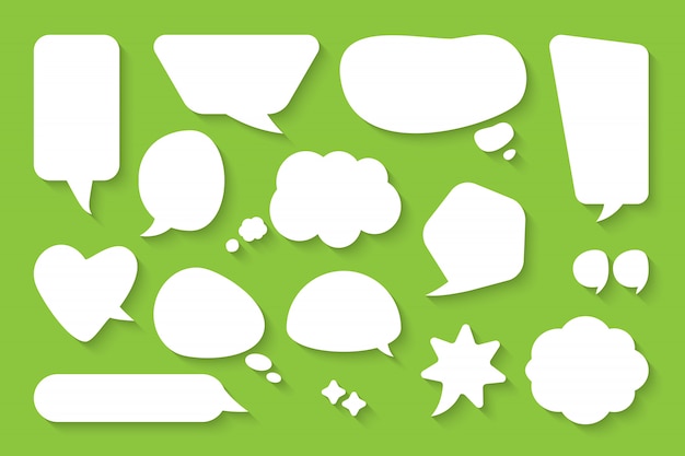 Comic speech bubble set. cartoon empty text box clouds. different shapes abstract icon flat blank do