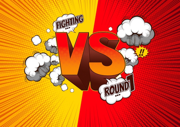 コミックスタイル対vsの戦いの背景 イラスト プレミアムベクター