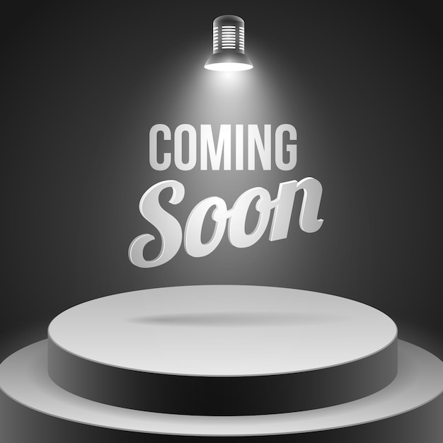 Coming soon message illuminated with stage light Free Vector