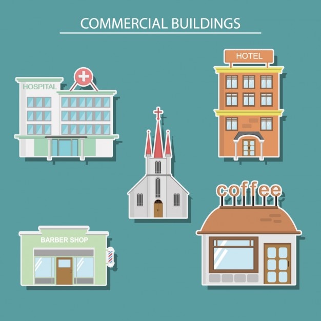 Download Commercial buildings design | Free Vector