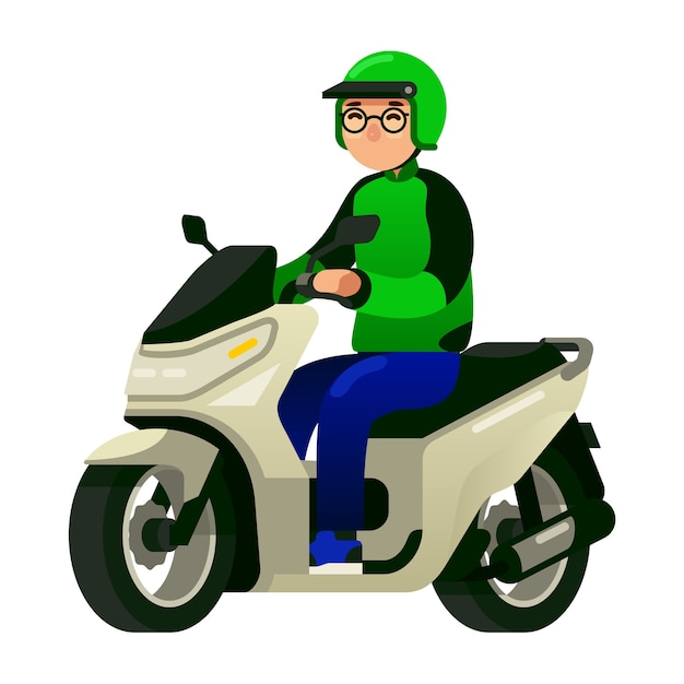 Commercial motorcycle taxi driver Premium Vector