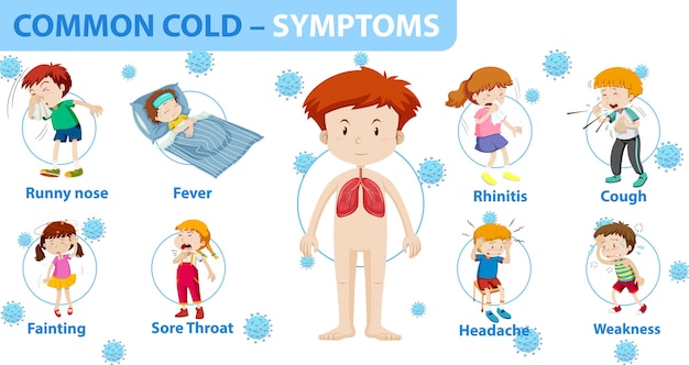 Free Vector | Common cold symptoms cartoon style infographic