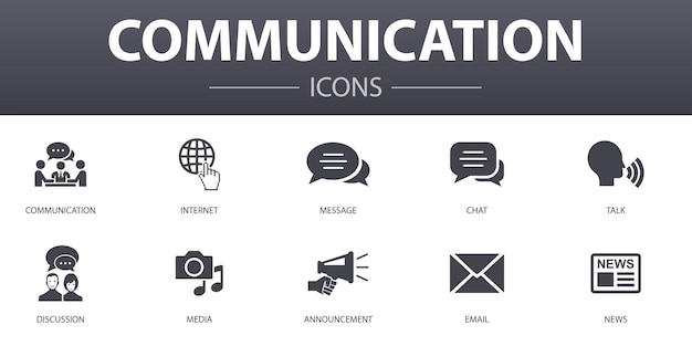 Premium Vector | Communication simple concept icons set. contains such ...