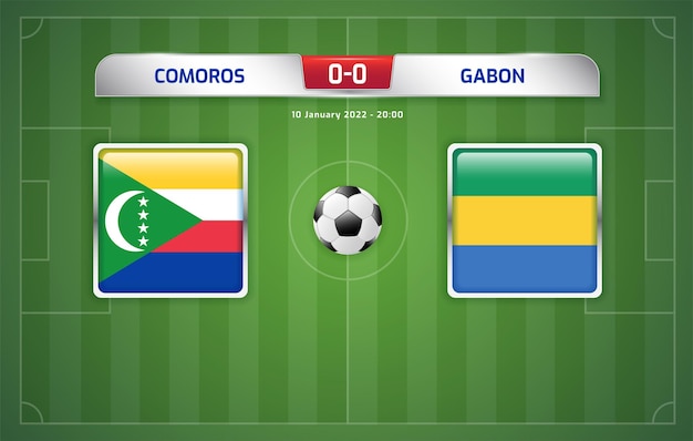 Premium Vector | Comoros vs gabon scoreboard broadcast sport soccer ...