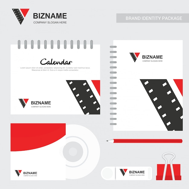 Company calender and diary design with video logo Premium Vector