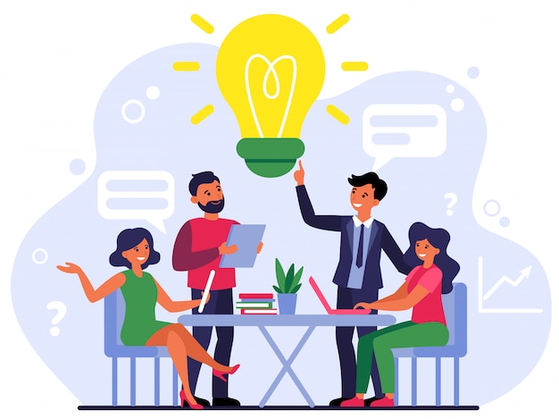 Company employees sharing thoughts and ideas Free Vector