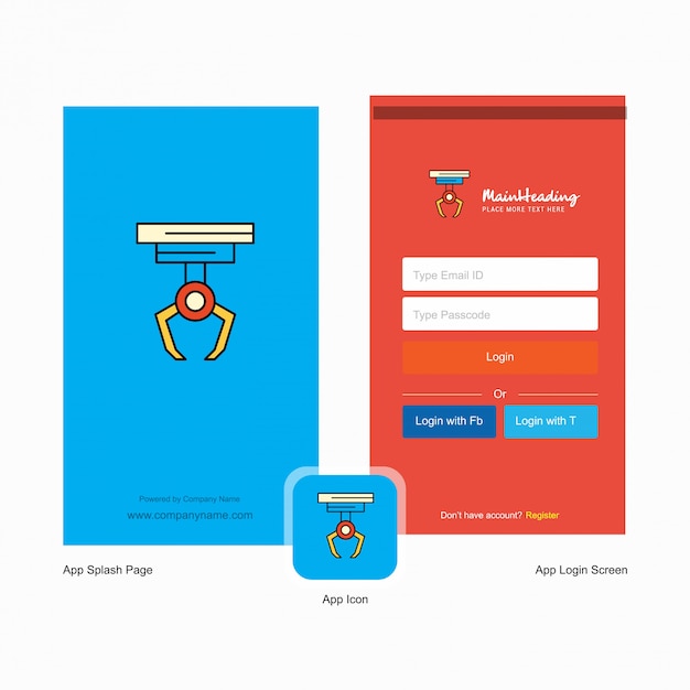 Premium Vector Company Hook Splash Screen And Login Page With Logo Template Mobile Online Business Template