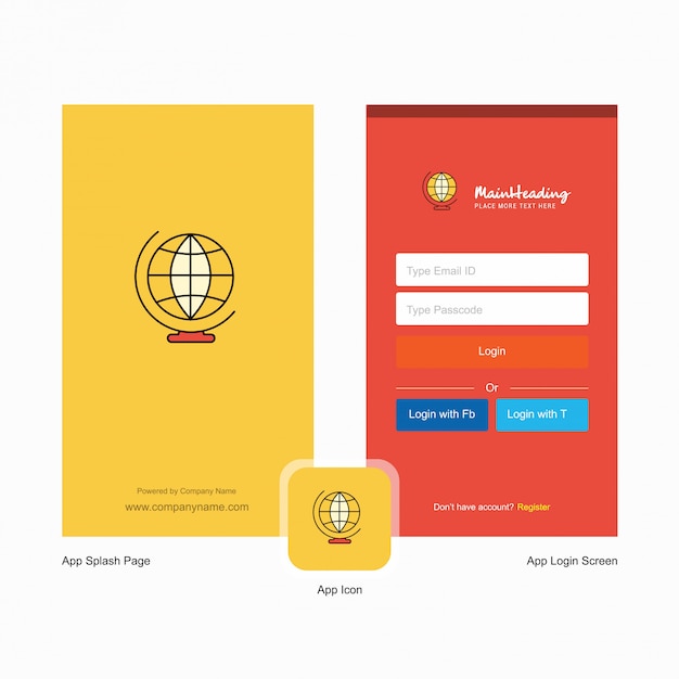 Download Free Company World Globe Splash Screen And Login Page With Logo Use our free logo maker to create a logo and build your brand. Put your logo on business cards, promotional products, or your website for brand visibility.