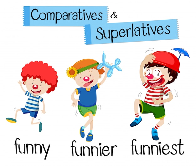 premium-vector-comparatives-and-superlatives-for-word-funny