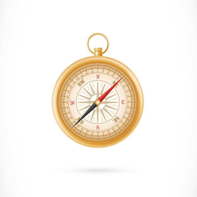 Free Vector | Compass in golden case illustration