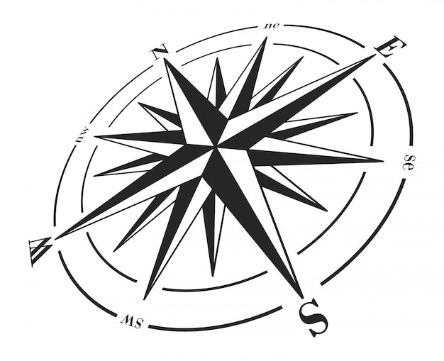 Compass Rose Isolated On White Premium Vector