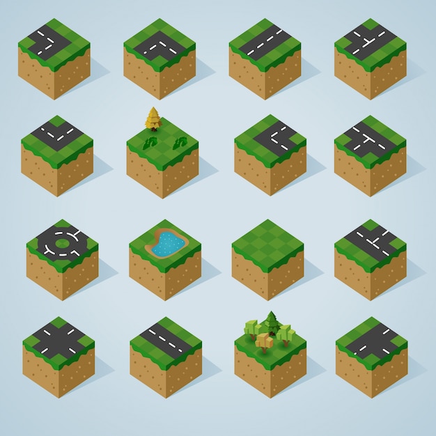 Premium Vector Complete Isometric Tiles Series