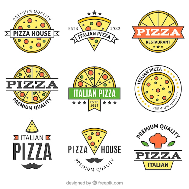 Complete pizza logo collectio Vector | Free Download