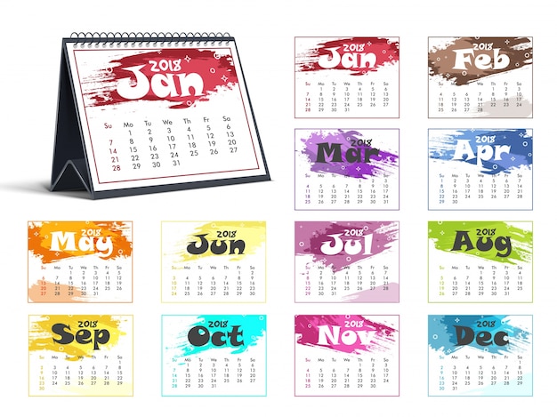 Premium Vector Complete Set Of 12 Months 18 Calendar