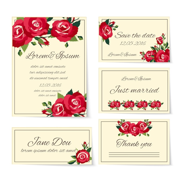 Download Free Vector | Complete set of wedding card templates ...