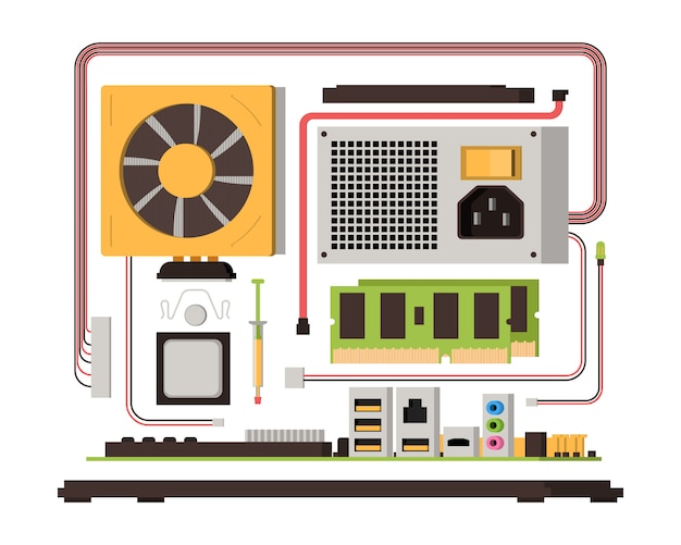 Векторный рисунок схемы компьютера