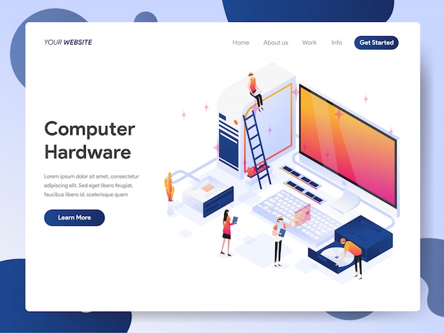 Premium Vector Computer Hardware Engineer Banner Of Landing Page