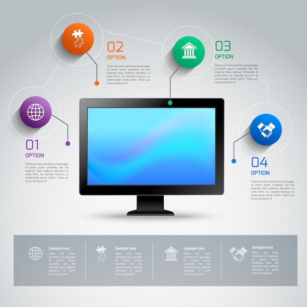 Computer infographic template | Premium Vector