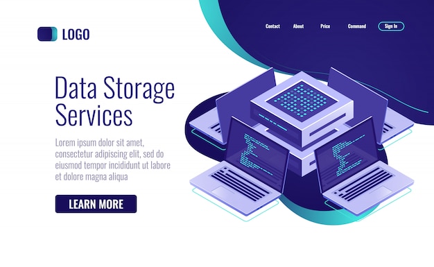 Computer network isometric icon, concept artificial intelligence Free Vector