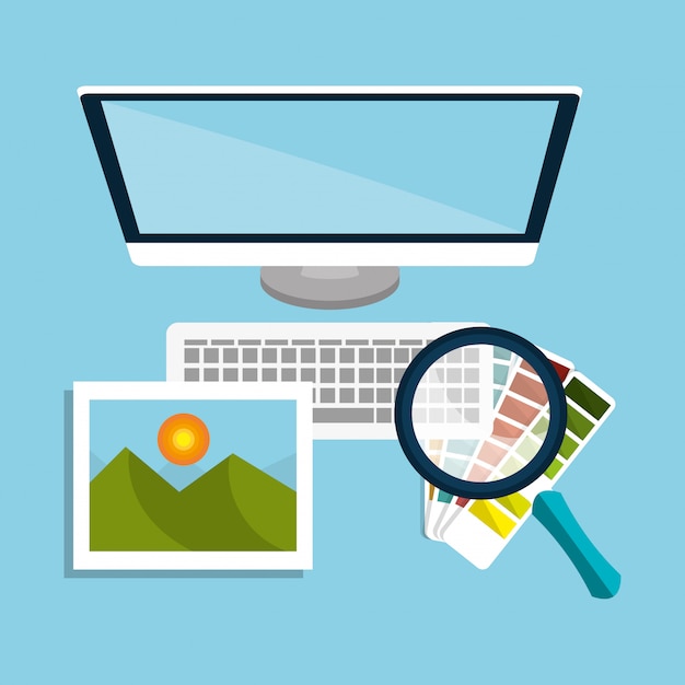 Computer web design Free Vector