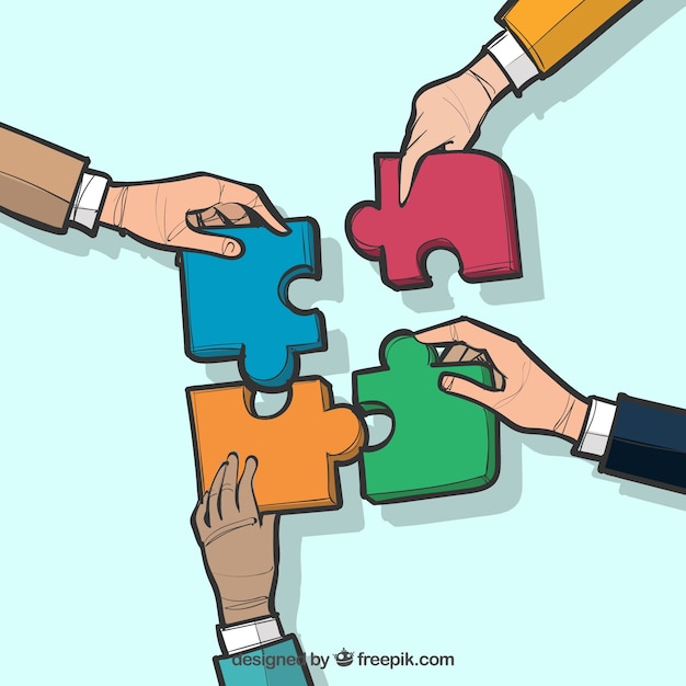 Concept about teamwork, puzzle pieces