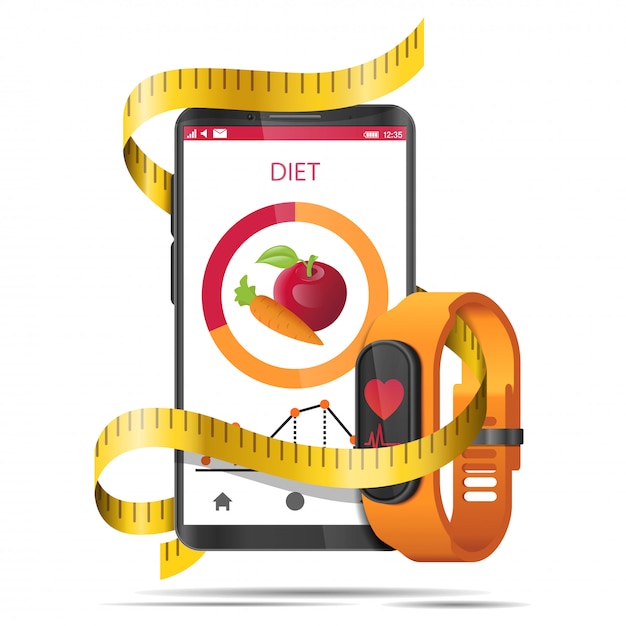 Download Free Concept Diet App With Measure Tape Smartphone And Fitness Watch Use our free logo maker to create a logo and build your brand. Put your logo on business cards, promotional products, or your website for brand visibility.