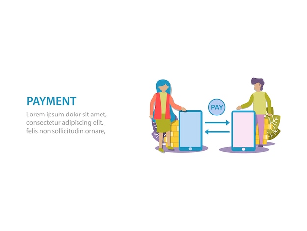 Concept of digital payment background design for web page Premium Vector