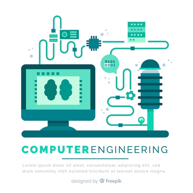 Concept of flat computer engineering Free Vector