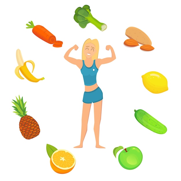 Premium Vector | Concept of healthy lifestyle. young fitness woman with ...