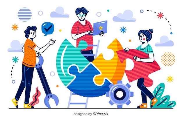 Concept landing page co-workers Free Vector