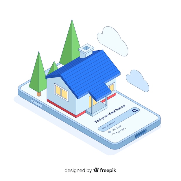 Concept landing page house searching Free Vector