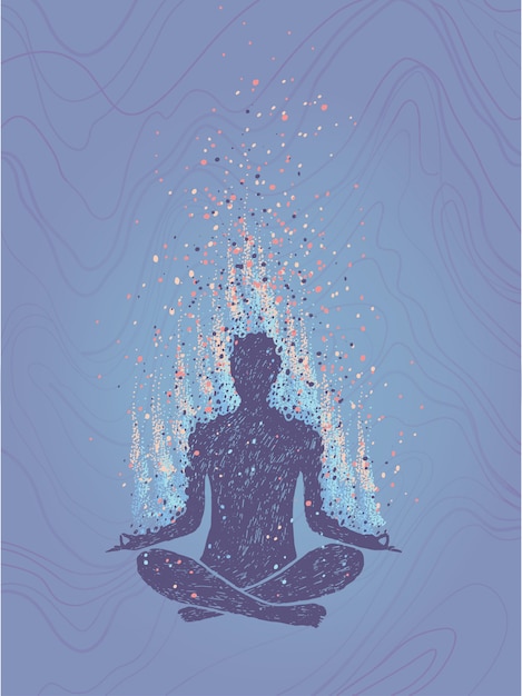 Premium Vector | Concept of meditation, enlightenment. human sitting in ...