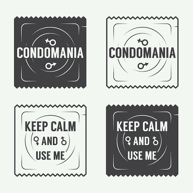 Condoms and sex labels | Premium Vector