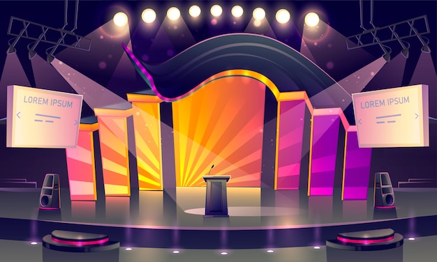Conference hall, stage for presentation, scene | Free Vector
