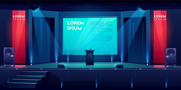 Download Free Vector | Conference hall, stage for presentation, scene