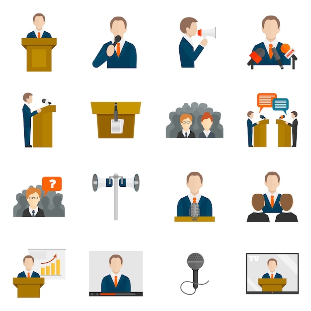 Premium Vector Conference icons collection