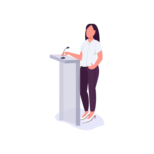 Premium Vector Conference Presentation Flat Color Faceless Character Feminist Defends Women