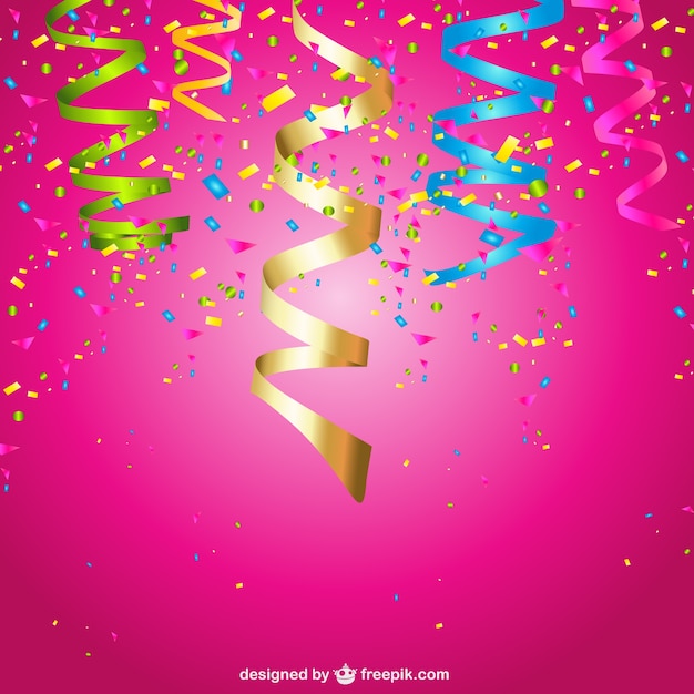 Confetti and curling stream party  background  Vector Free 