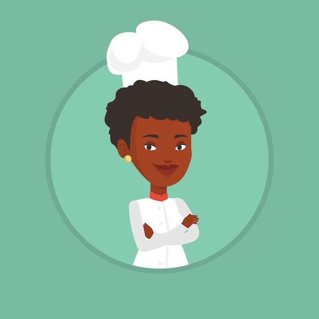 Download Confident female chef with arms crossed. | Premium Vector