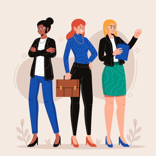 Premium Vector Confident Female Entrepreneurs Flat Hand Drawn 4147