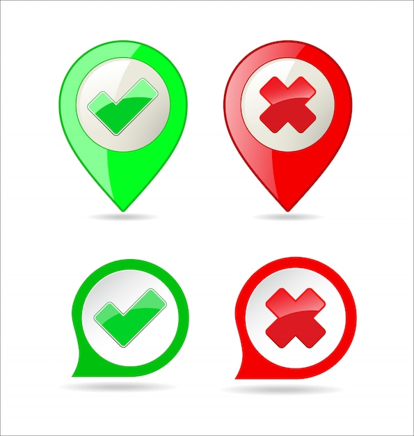 Confirm and deny checkmark and x icon button Premium Vector