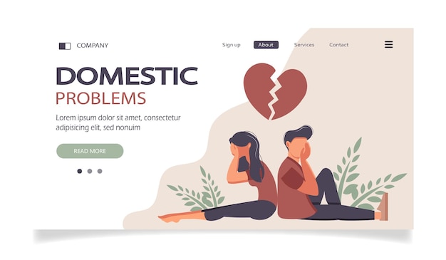 Premium Vector | Conflicts Between Husband And Wife Landing Page