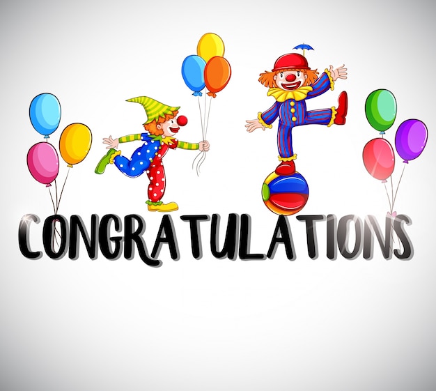 congratulations template congratulations card template with clowns in background vector premium congratulations template congratulations card template with clowns in background vector premium