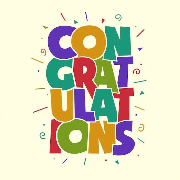 Congratulations colorful typography design | Premium Vector