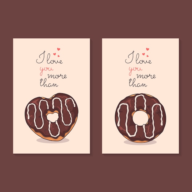 Premium Vector | Congratulations on valentine's day. cards with donuts.